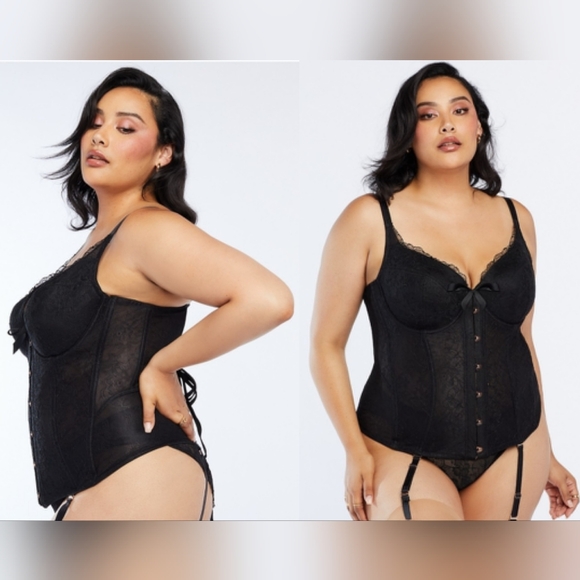 Savage X Fenty Other - Savage X Fenty Embroidered Lace Corset Women's 3X Black Caviar Lingerie Garters